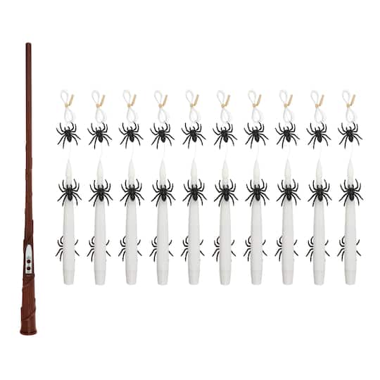 White Taper LED Hanging Candles with Spiders, 10ct. by Ashland®